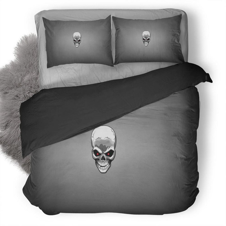 Skull Grey Duvet Cover Bedding Set