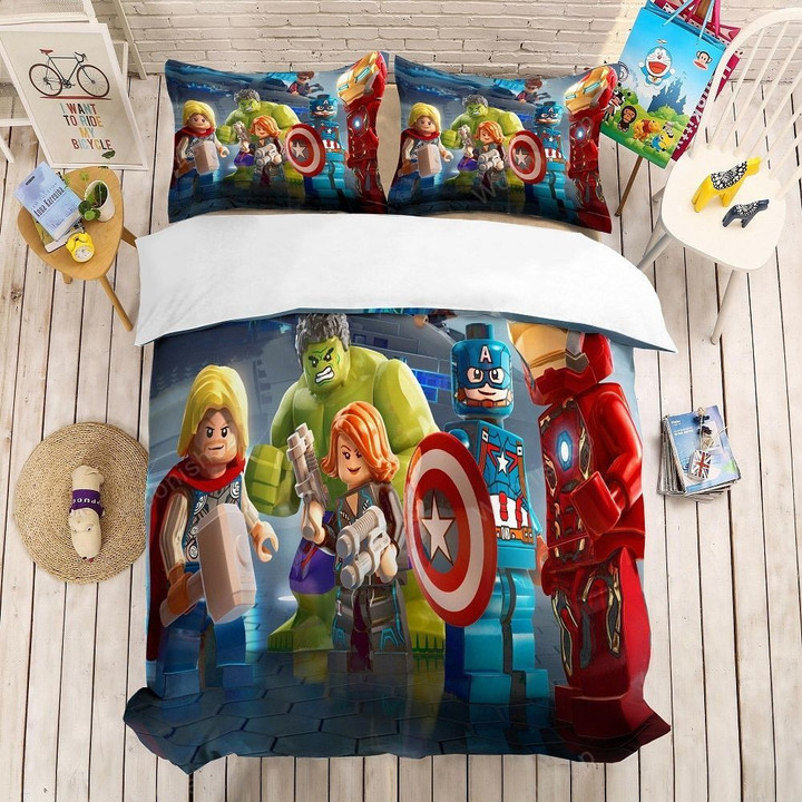 Custom 3D Printed Hulk Thor Captain Bedding Set Cartoon Super Hero Duvet Cover Set Kids Boys Bed Linen Set Pillowcase