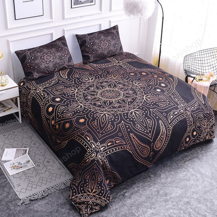 Bronzing Mandala 3D Bedding Sets Duvet Cover Queen/King Size Bohemian Luxury Comforter Bedclothes Home Decoration