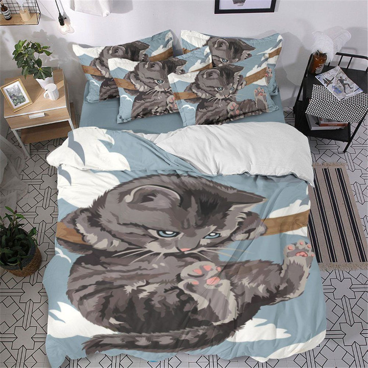 Cat Cotton Bed Sheets Spread Comforter Duvet Cover Bedding Set Iyn