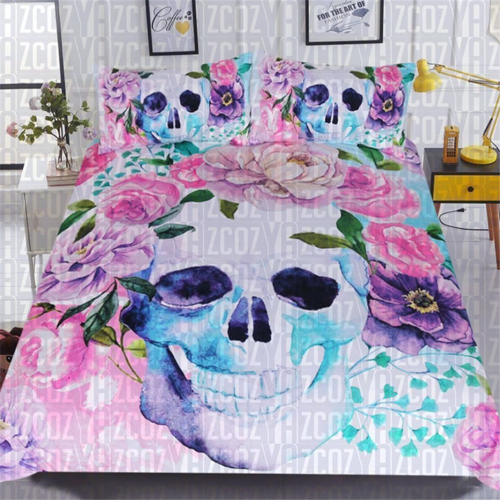 Sugar Pink Floral Skull Bedding Set Iya