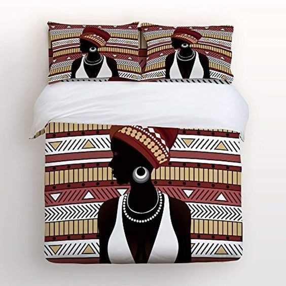 Black Women Cotton Bed Sheets Spread Comforter Duvet Cover Bedding Set Iyy