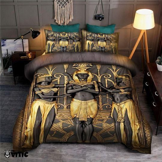 Ancient Egypt Gold Brown Polyester Bedding Set Xxue