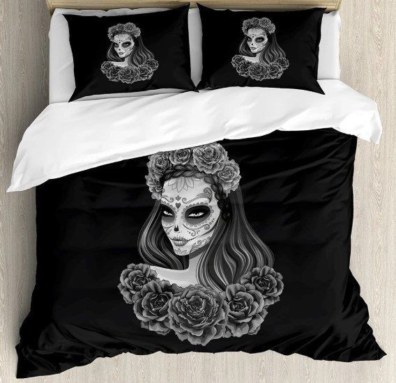 Gothic Young Girl With Roses Skull Cla1210253B Bedding Sets