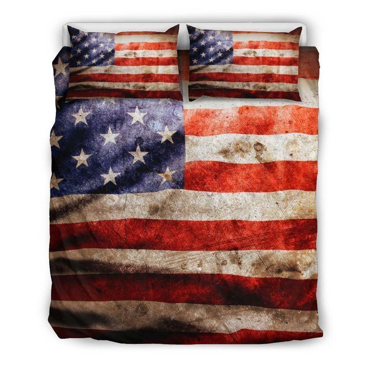 Fourth Of July Bedding Set - Old Wrinkled American Flag Patriotic Bedding Set - Special Gif For Patriotic Day