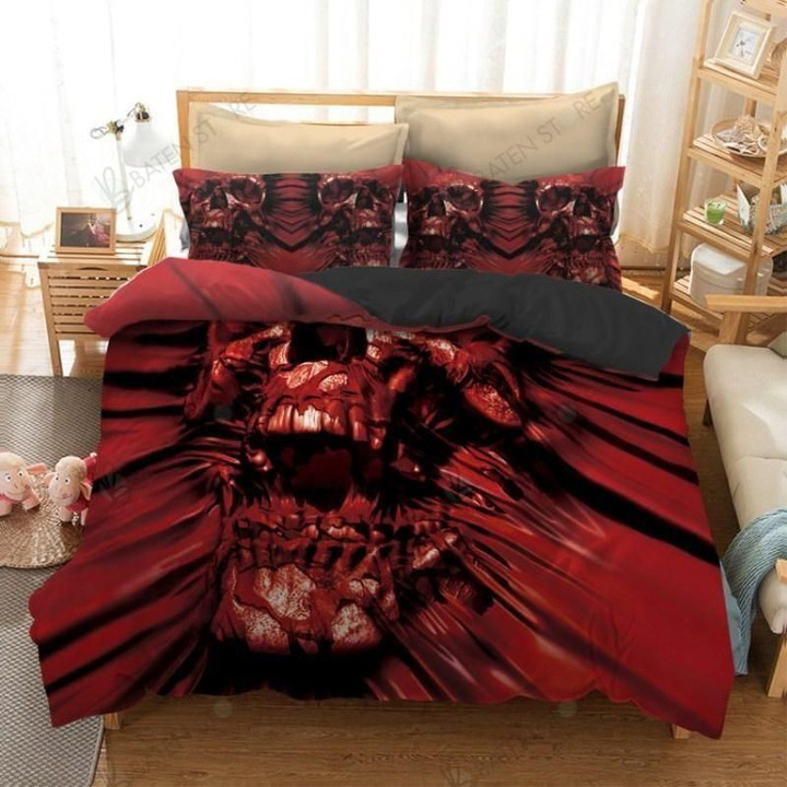 Red Skull Bohemian Bedding Set Bedroom Decor