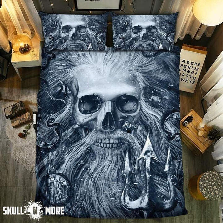 Skull Poseidon Face Printed Bedding Set Bedroom Decor