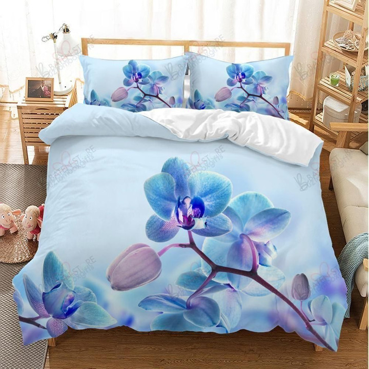 Beauty Blue Flower Printed Bedding Set Bedroom Decor
