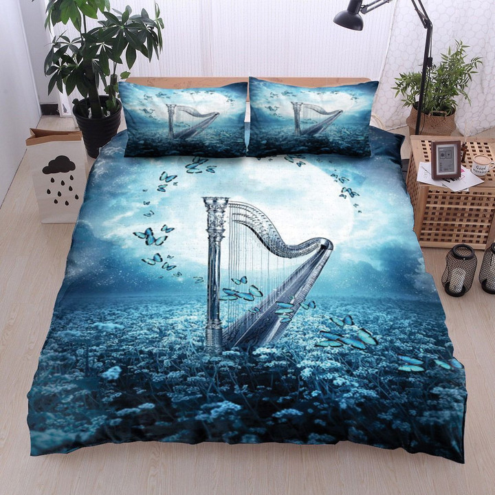 Whimsical Fantasy Harp With Butterflies Bedding Set Iyly
