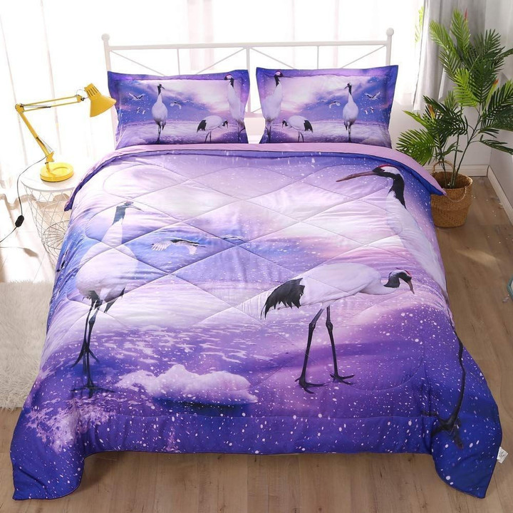 Crane And Galaxy Bedding Set All Over Prints