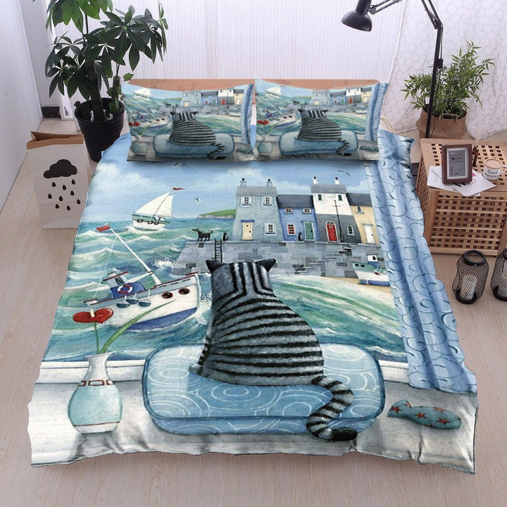 Cat Ocean Boat Bedding Set All Over Prints