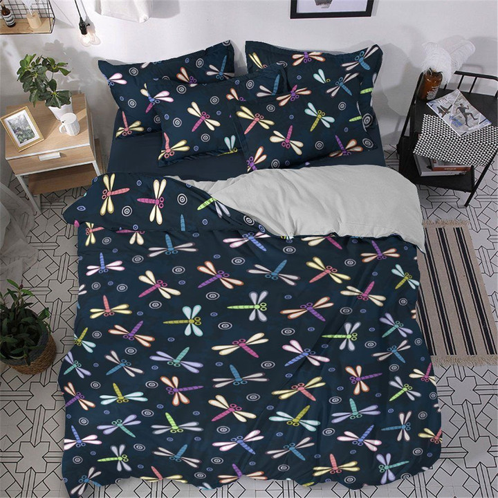 Dragonfly Cotton Bed Sheets Spread Comforter Duvet Cover Bedding Set Iyp