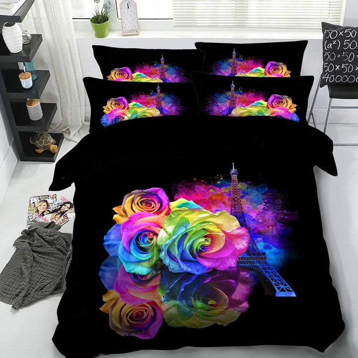 Rainbow Roses Bedding Set All Over Prints