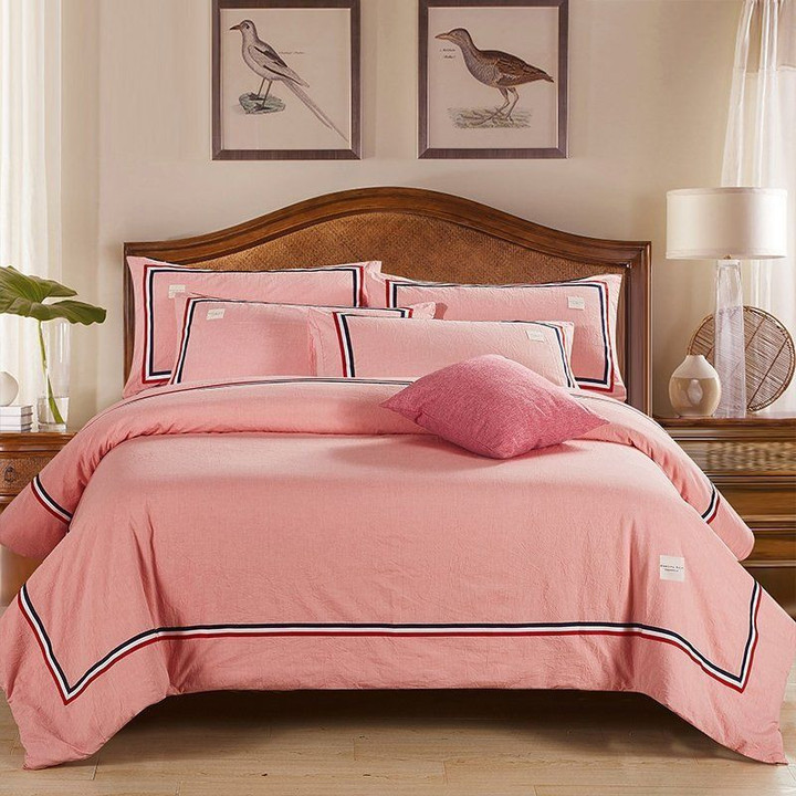 Solid Pink Elegant Feminine Bedding Set All Over Prints