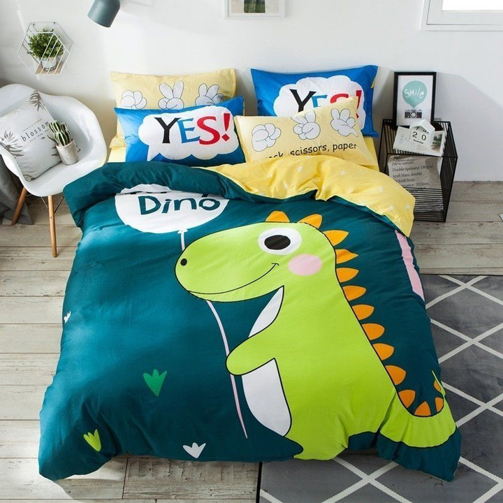 Kids Dinosaur Print Cartoon Animal Cute Style Bedding Set All Over Prints