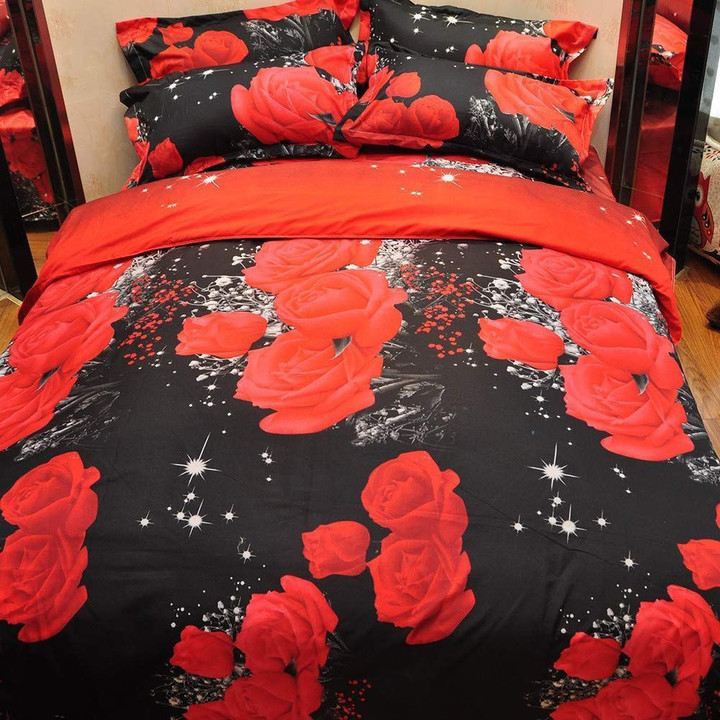 Red Rose Bedding Set All Over Prints