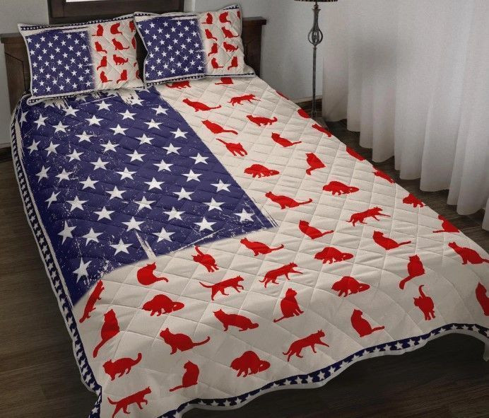 Cats Flag Usa Bedding Set All Over Prints