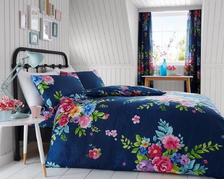 Blue Navy Flower Bedding Set All Over Prints