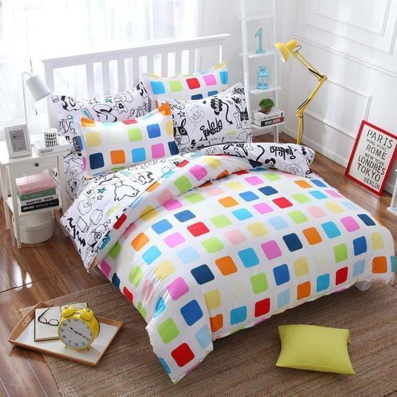 Colored Square Bedding Set All Over Prints