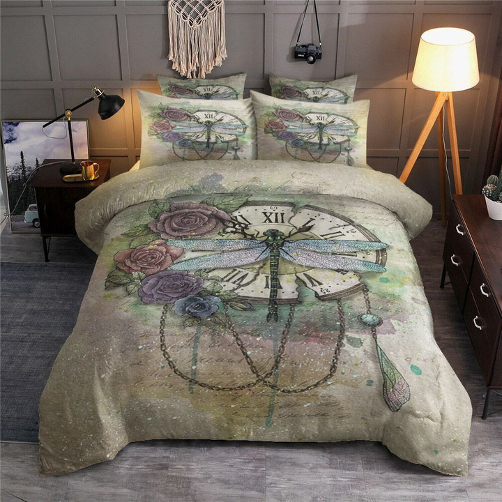 Clock Dragonfly Bedding Set All Over Prints