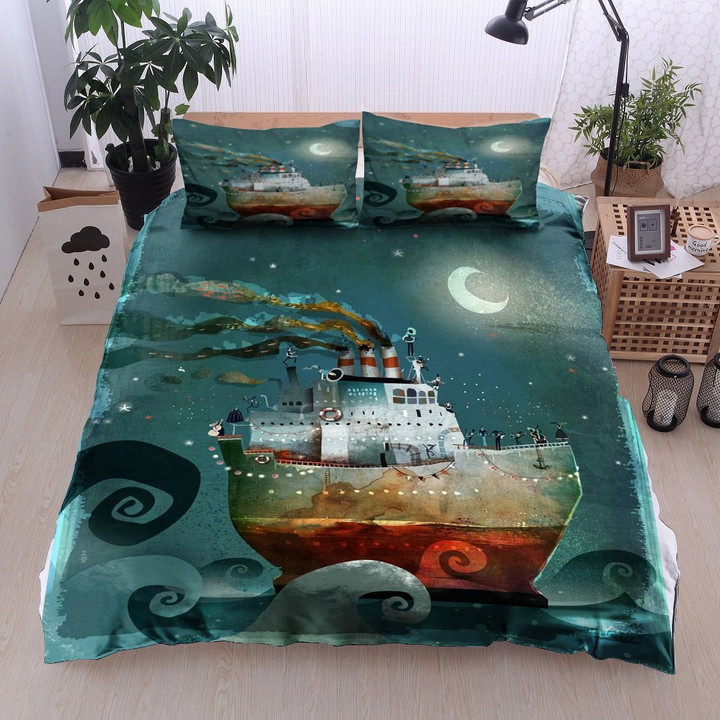 Sea Boat Night Bedding Set All Over Prints