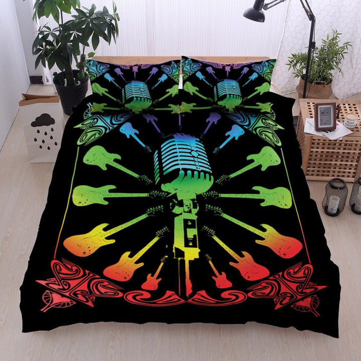Hippie Guitar And Micro Bedding Set All Over Prints