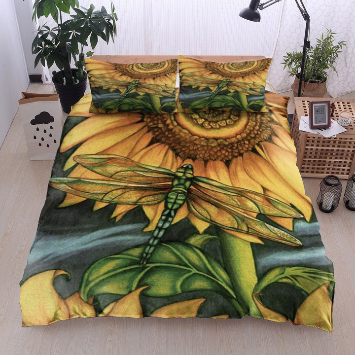Dragonfly And Sunflower Bedding Set All Over Prints