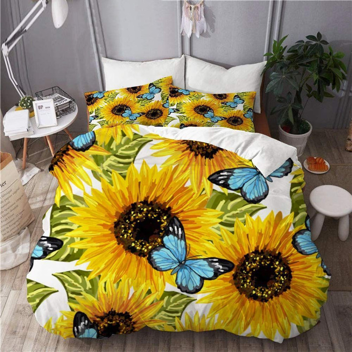 Sunflower And Butterfly Bedding Set All Over Prints