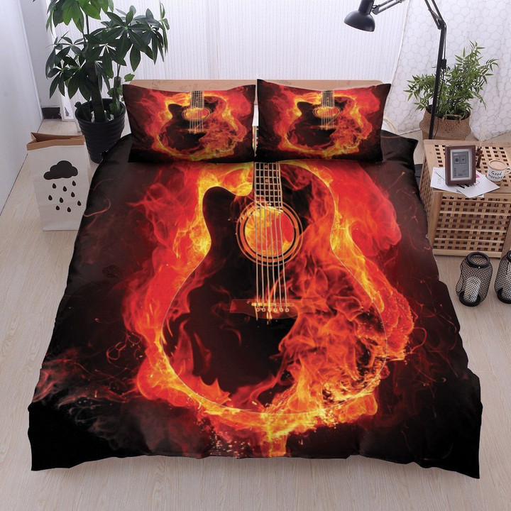 Electric Guitar In Flames Bedding Set Iy