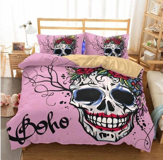 Skull Print Boho Bedding Set Iy
