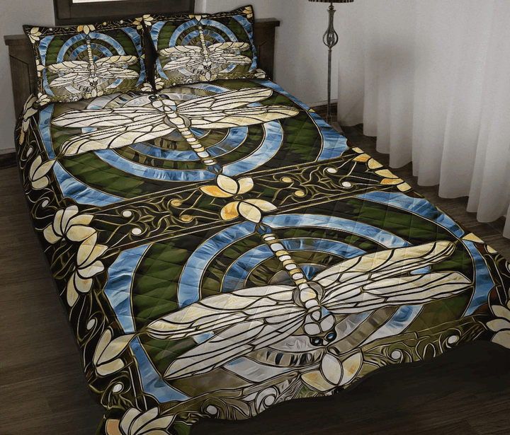 Stained Glass Dragonfly Bedding Set Iy