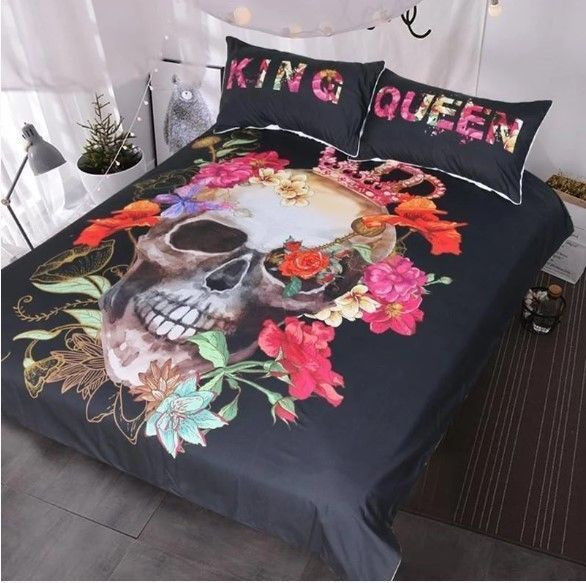 King Queen Sugar Skull Bedding Set Iy