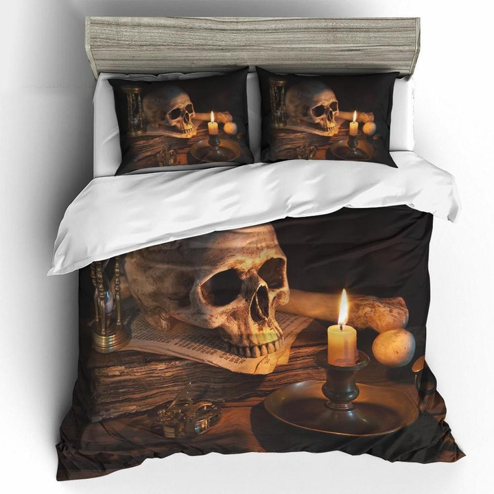 Skull And Candles Bedding Set (Duvet Cover & Pillow Cases)
