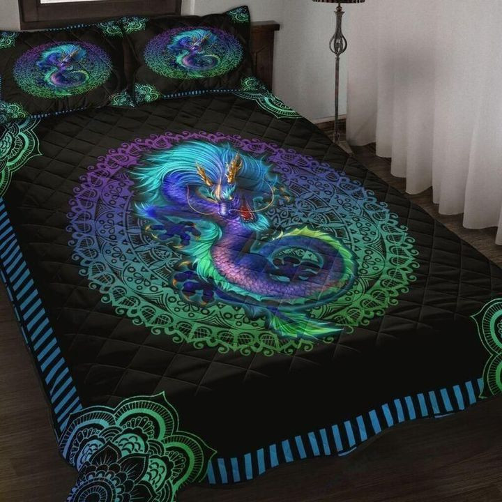 Colorful Mandala Dragon Cotton Bed Sheets Spread Comforter Duvet Cover Bedding Sets