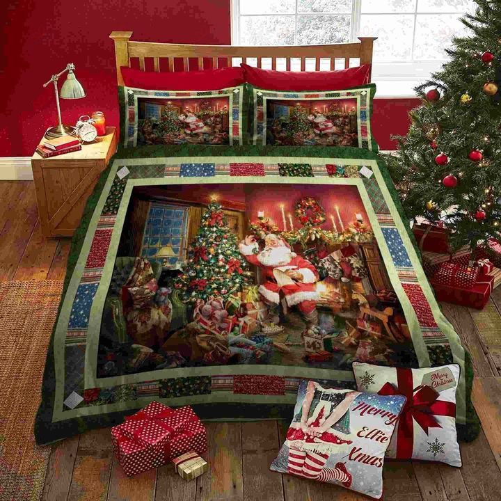 Christmas Santa Claus Cotton Bed Sheets Spread Comforter Duvet Cover Bedding Sets