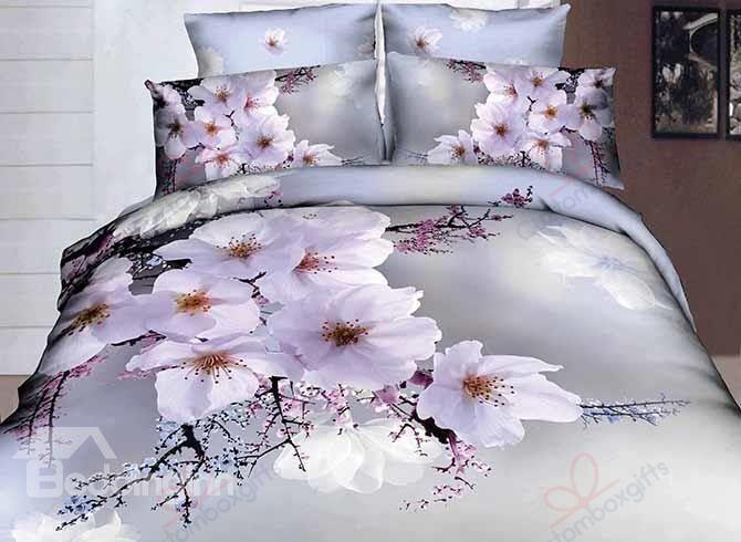 White Cherry Blossom Bedding Set (Duvet Cover & Pillow Cases)