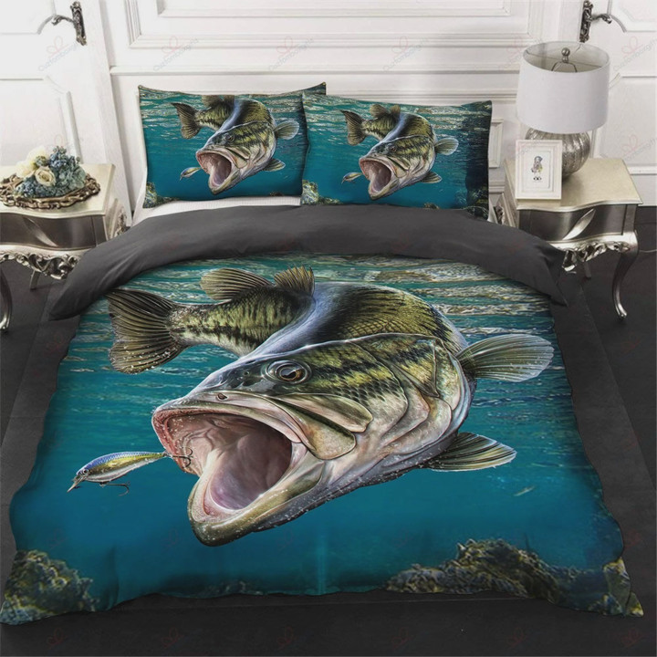 Bass Fishing Hunter Cotton Bed Sheets Spread Comforter Duvet Cover Bedding Sets