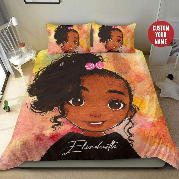 Little Baby Black Girl Magic Custom Name Duvet Cover Bedding Set