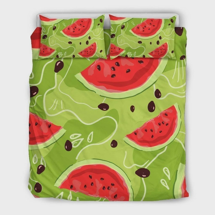 Yummy Watermelon Pieces Pattern Bedding Set (Duvet Cover & Pillow Cases)