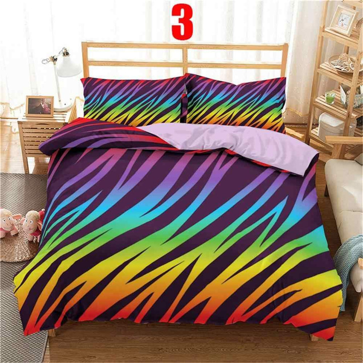 Hippie Rainbow Color Abstract Striped Duvet Cover Bedding Set