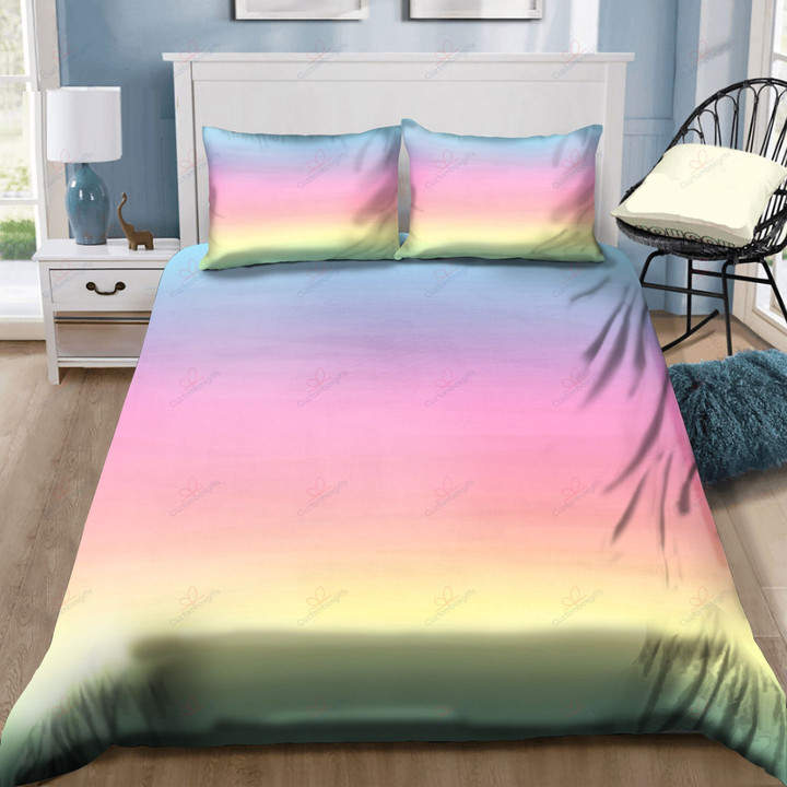 Ombre Watercolor Rainbow Big Kids Bedding Set (Duvet Cover & Pillow Cases)