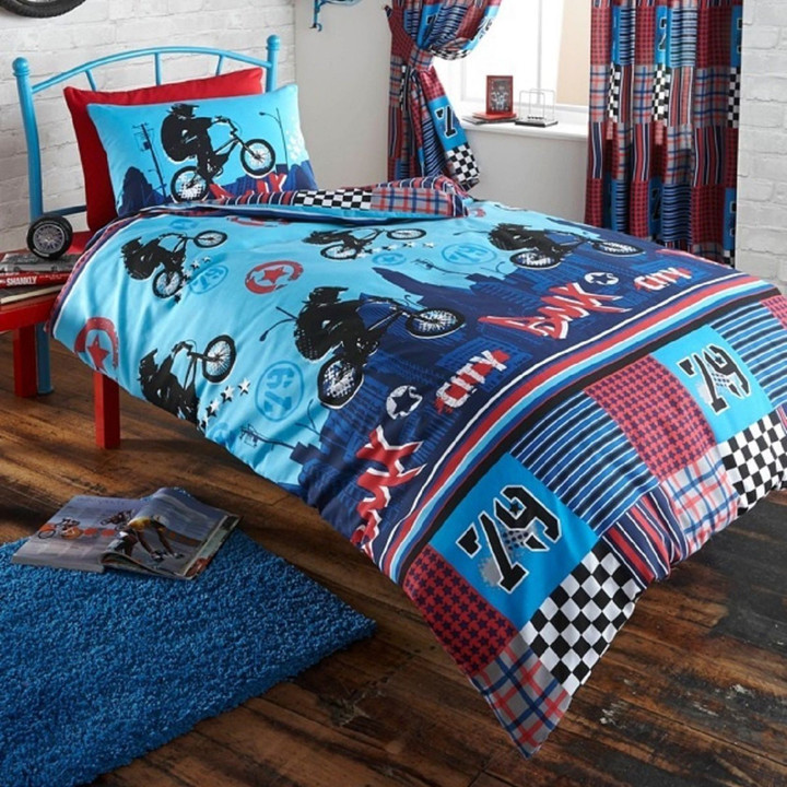 Bike Cotton Bed Sheets Spread Comforter Duvet Cover Bedding Sets