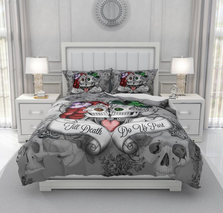 Sugar Skull Cotton Bed Sheets Spread Comforter Duvet Cover Bedding Sets