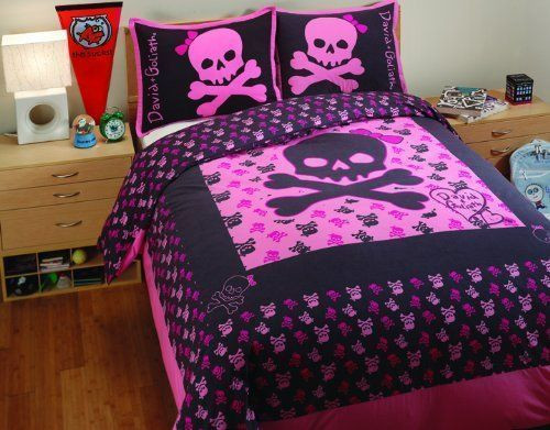 Cute Skull Pattern Cotton Bed Sheets Spread Comforter Duvet Cover Bedding Sets