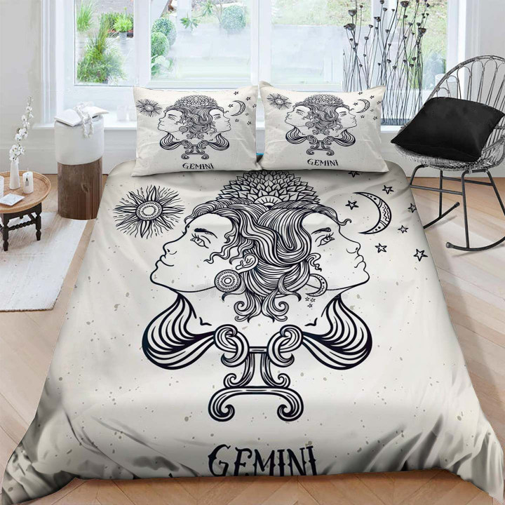 Gemini Cotton Bed Sheets Spread Comforter Duvet Cover Bedding Sets