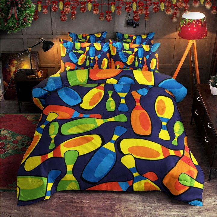 Bowling Pattern Cotton Bed Sheets Spread Comforter Duvet Cover Bedding Sets