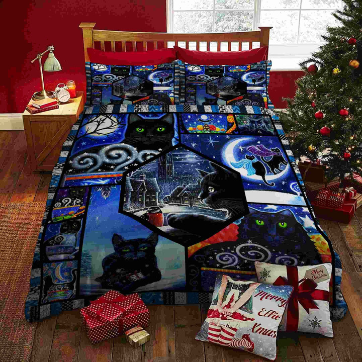 Black Cat Winter Cotton Bed Sheets Spread Comforter Duvet Cover Bedding Sets