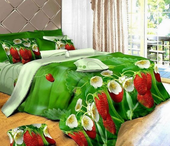 Strawberry Cotton Bed Sheets Spread Comforter Duvet Cover Bedding Sets