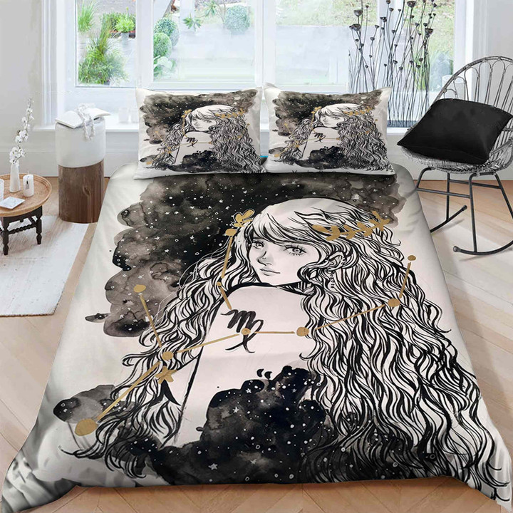 Virgo Cotton Bed Sheets Spread Comforter Duvet Cover Bedding Sets