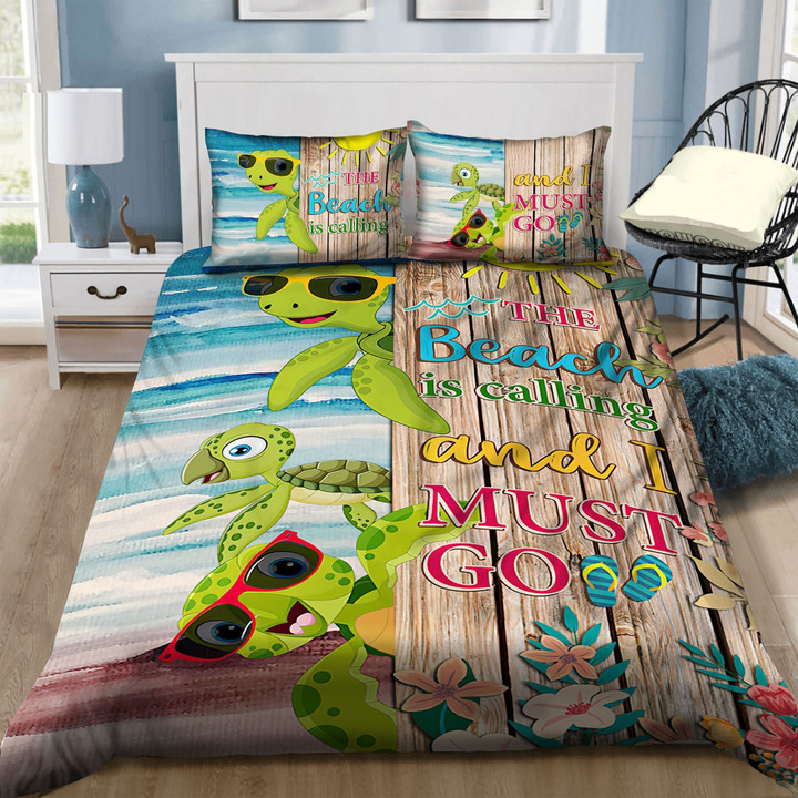 The Beach Is Calling And I Must Go Cotton Bed Sheets Spread Comforter Duvet Cover Bedding Sets